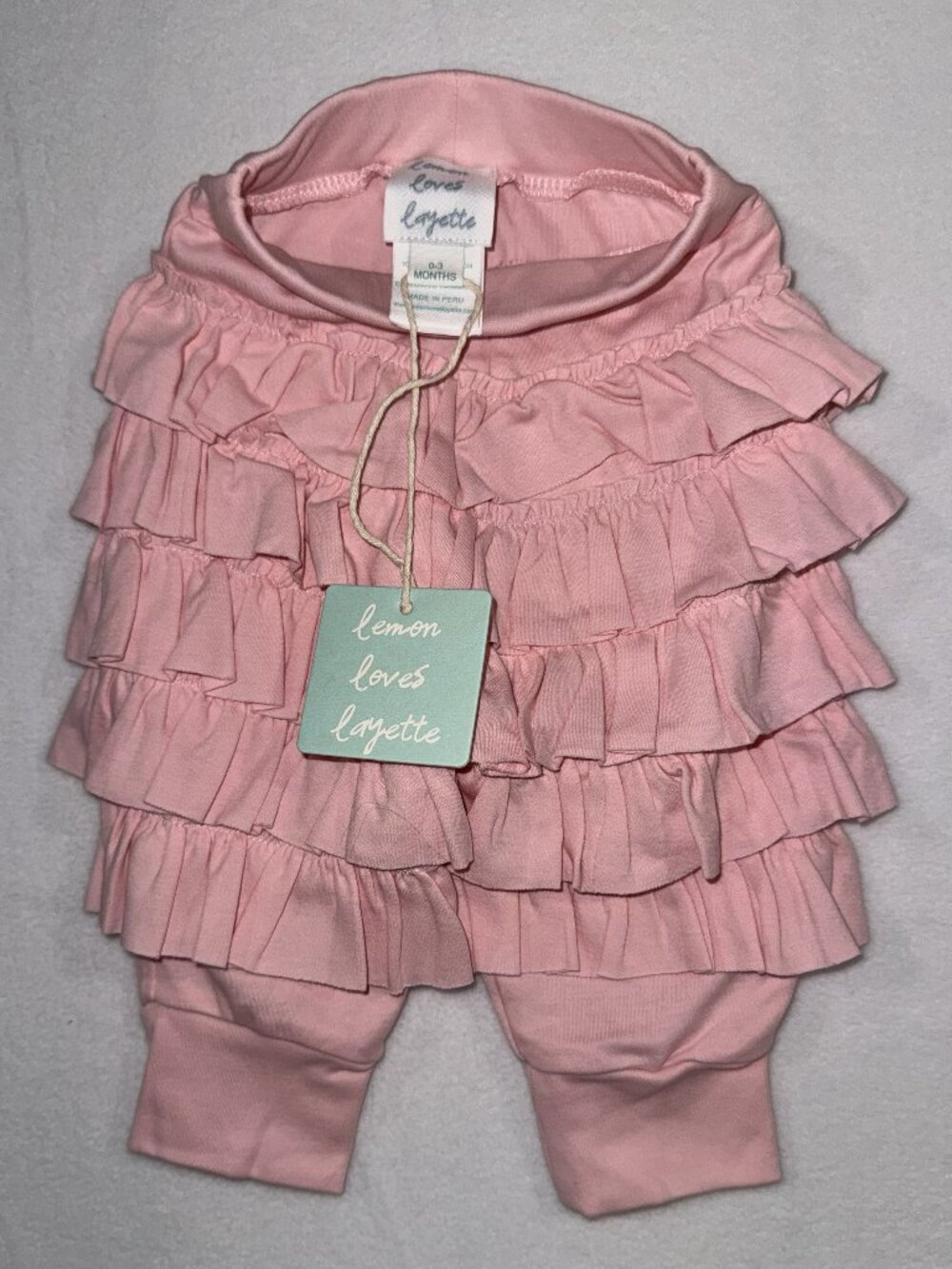 Pink Lemon Loves Layette Ruffle Pants | Pima Cotton Boutique Baby | Size 0–3M